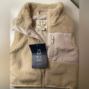 Me & Henry Beige Sherpa Vest 0-3M, 3-6M, 6-9M